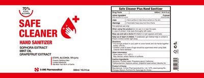 5 SAFE CLEANER HAND SANITIZER GEL 500ml Label